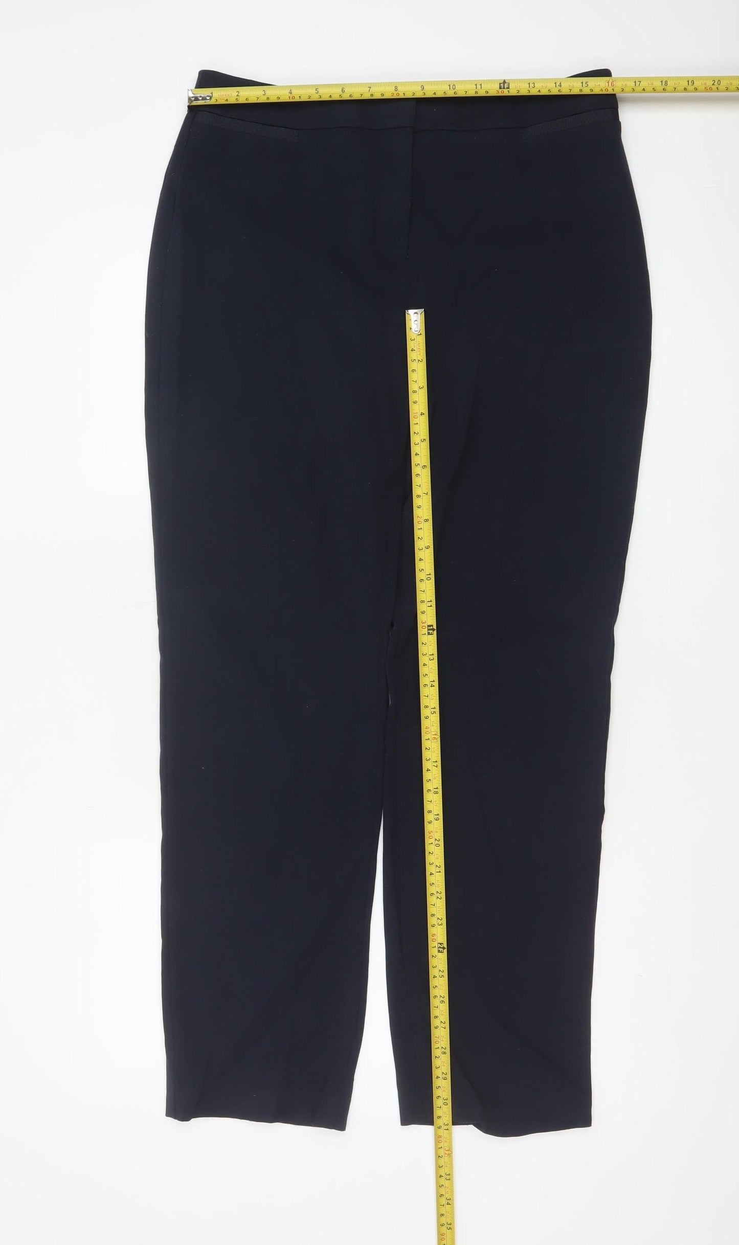 Marks & Spencer Women Blue UK 12 Regular Straight Work Trousers