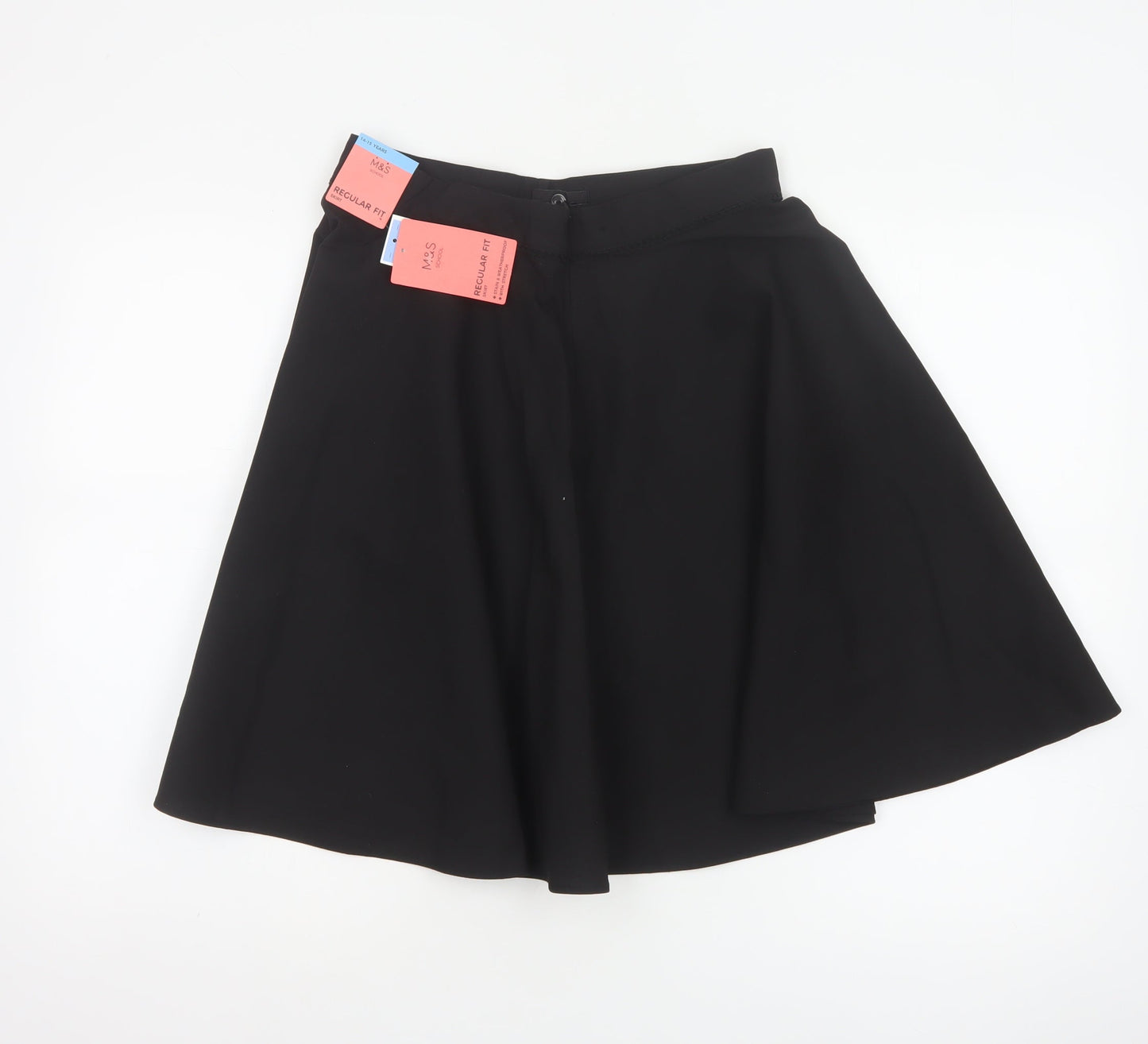 Marks and Spencer Girls Black 14-15 Years A-Line Knee Length Skort NWT