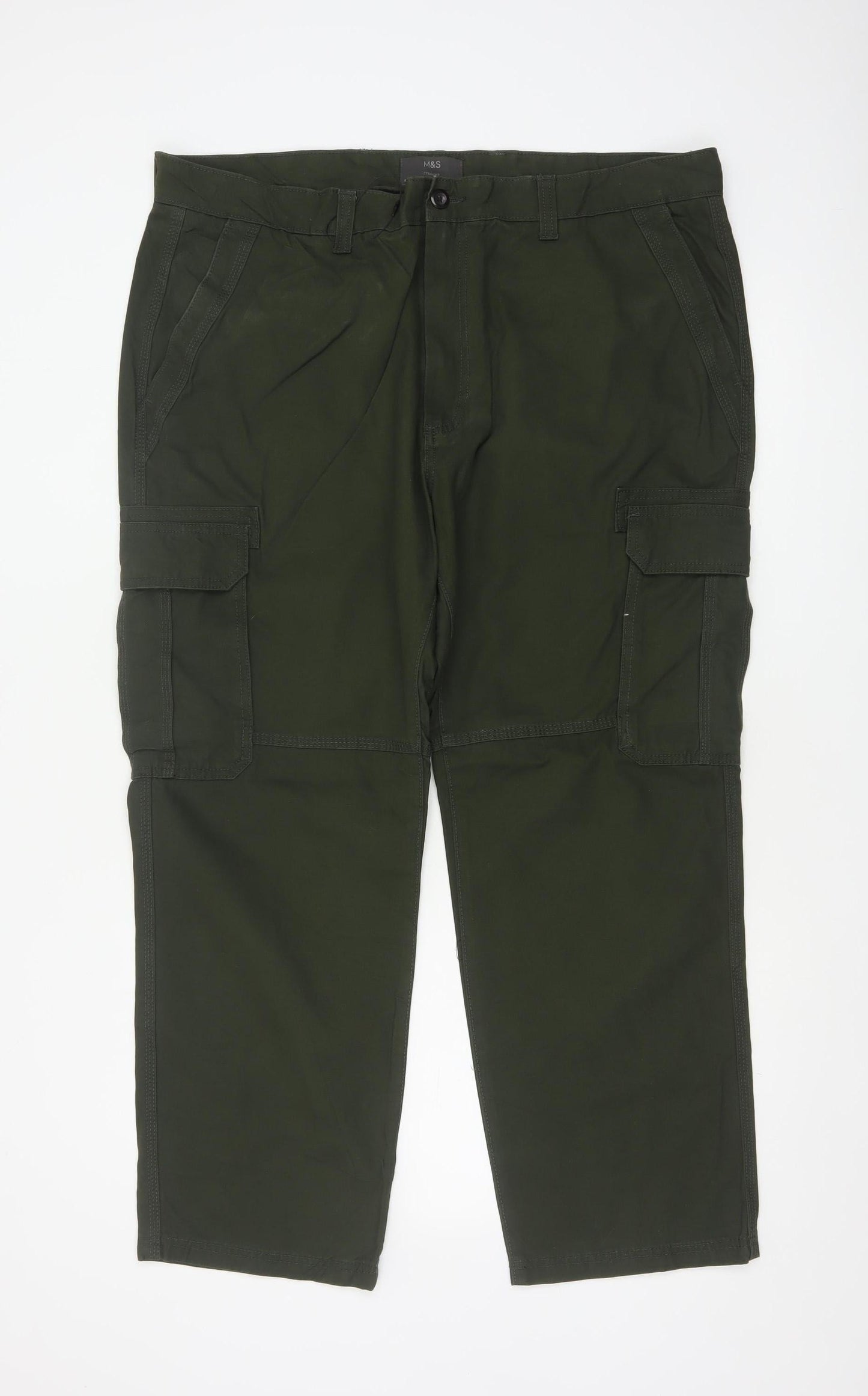 Marks and Spencer Men’s Green 42in 29in Straight Cargo Trousers