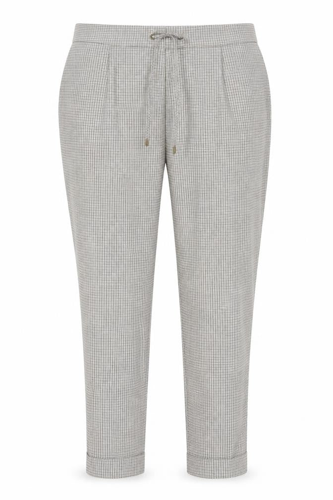 Marks & Spencer Women Beige Check Tapered Ankle Grazer Trousers UK 20