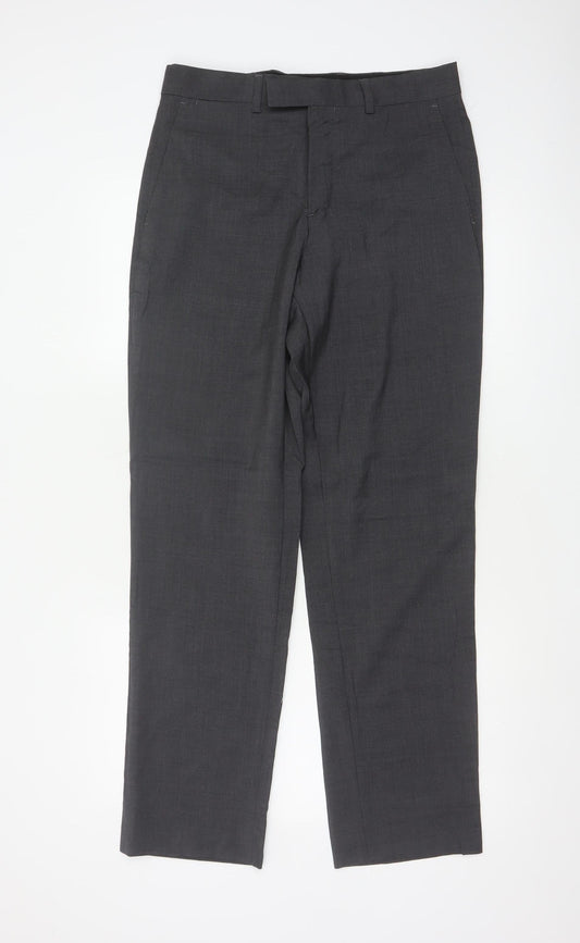 Jaeger Women’s Grey UK 10 Regular Wool Straight Leg Tailored Trousers