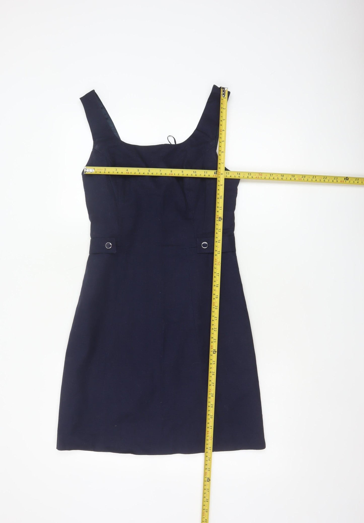 Oasis Women Blue UK 8 A-Line Square Neck Sleeveless Work Dress