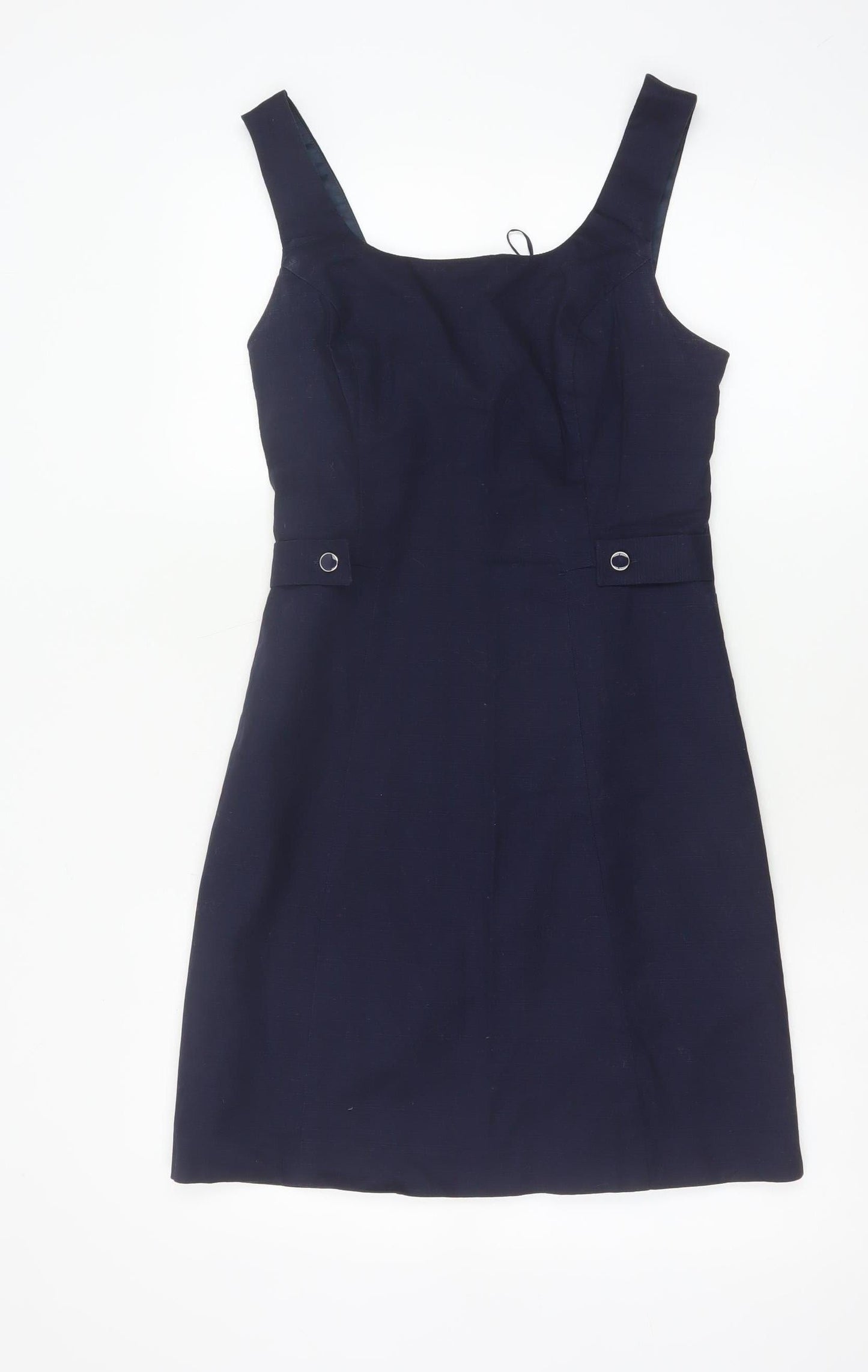 Oasis Women Blue UK 8 A-Line Square Neck Sleeveless Work Dress