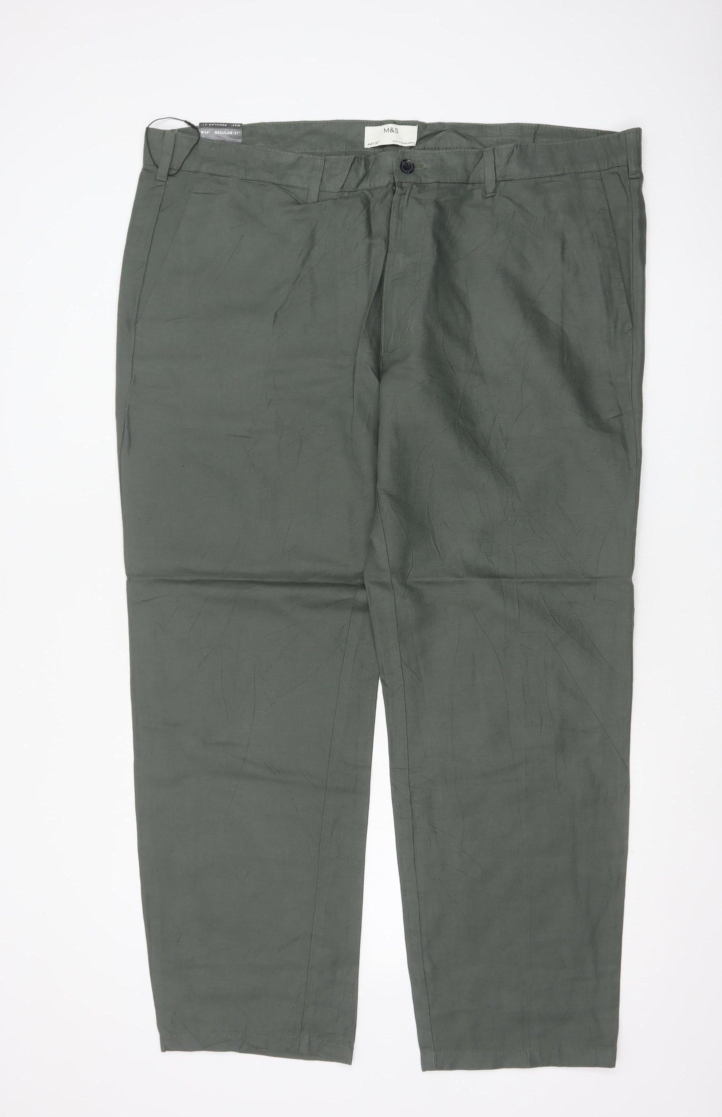 Marks & Spencer Men's Green 44 Regular Chino Trousers W44 L31