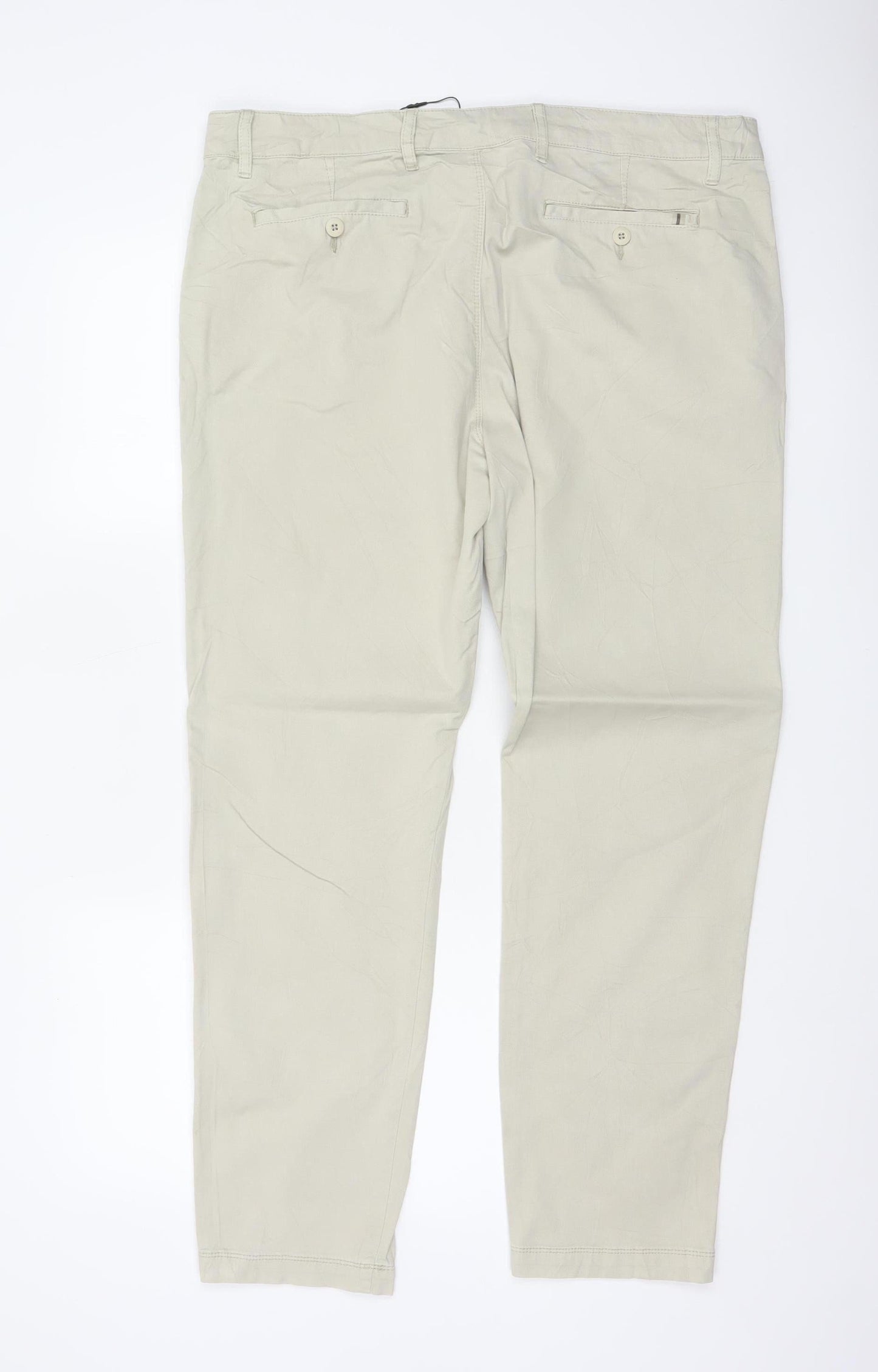 Marks & Spencer Men's Beige Chino Trousers 38W 31L Regular Cotton Stretch