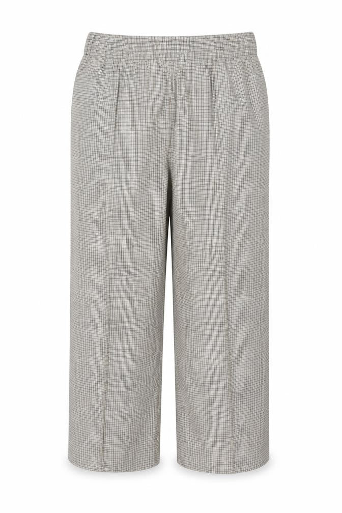 Marks & Spencer Women’s Beige Check Wide Leg High Rise Trousers UK 18 Short