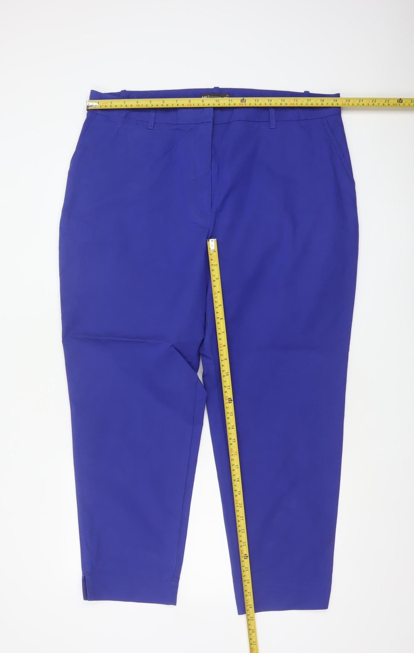 Marks and Spencer Women's Blue Size 20 Tapered Ankle Work Trousers