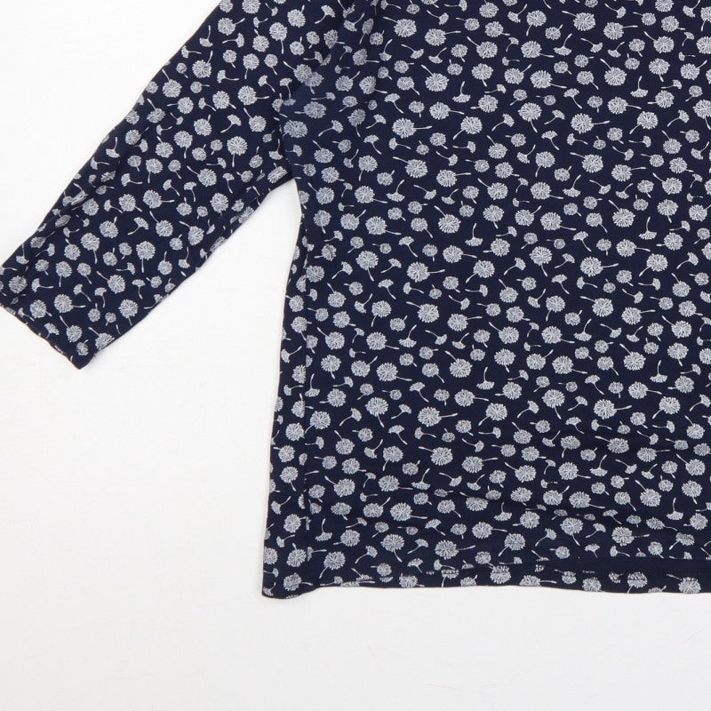 Izle Women’s Blue Floral 3/4 Sleeve Jersey Blouse Top M 14-16