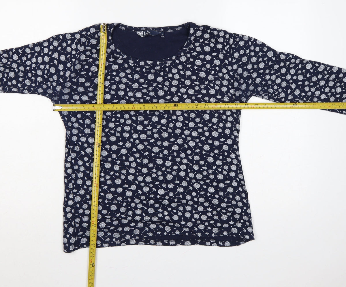 Izle Women’s Blue Floral 3/4 Sleeve Jersey Blouse Top M 14-16