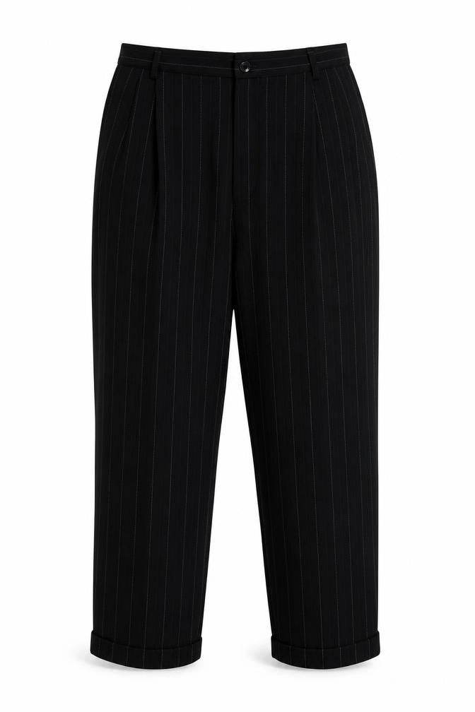 St Michael Marks & Spencer Women Black Pinstripe Wool Trousers UK 14