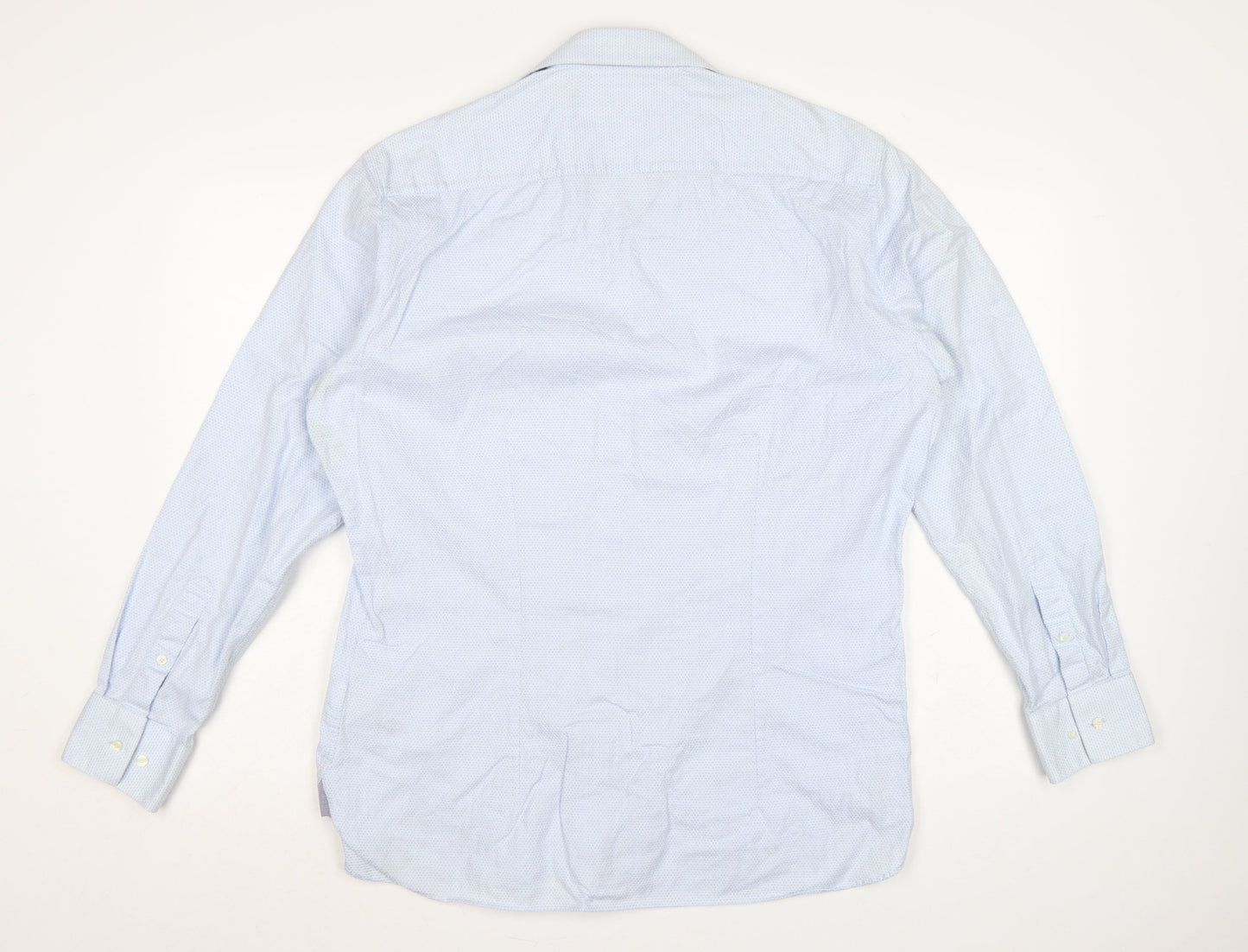 Ted Baker Men Blue 16.5 34/35 Cotton Spread Collar Button-Up Shirt