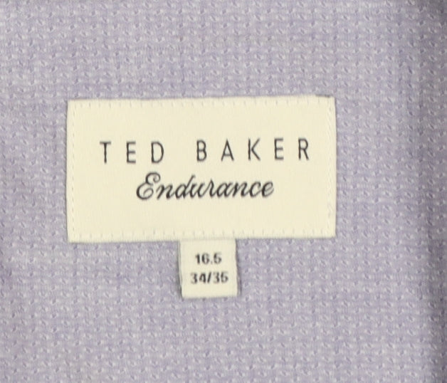 Ted Baker Men Blue 16.5 34/35 Cotton Spread Collar Button-Up Shirt