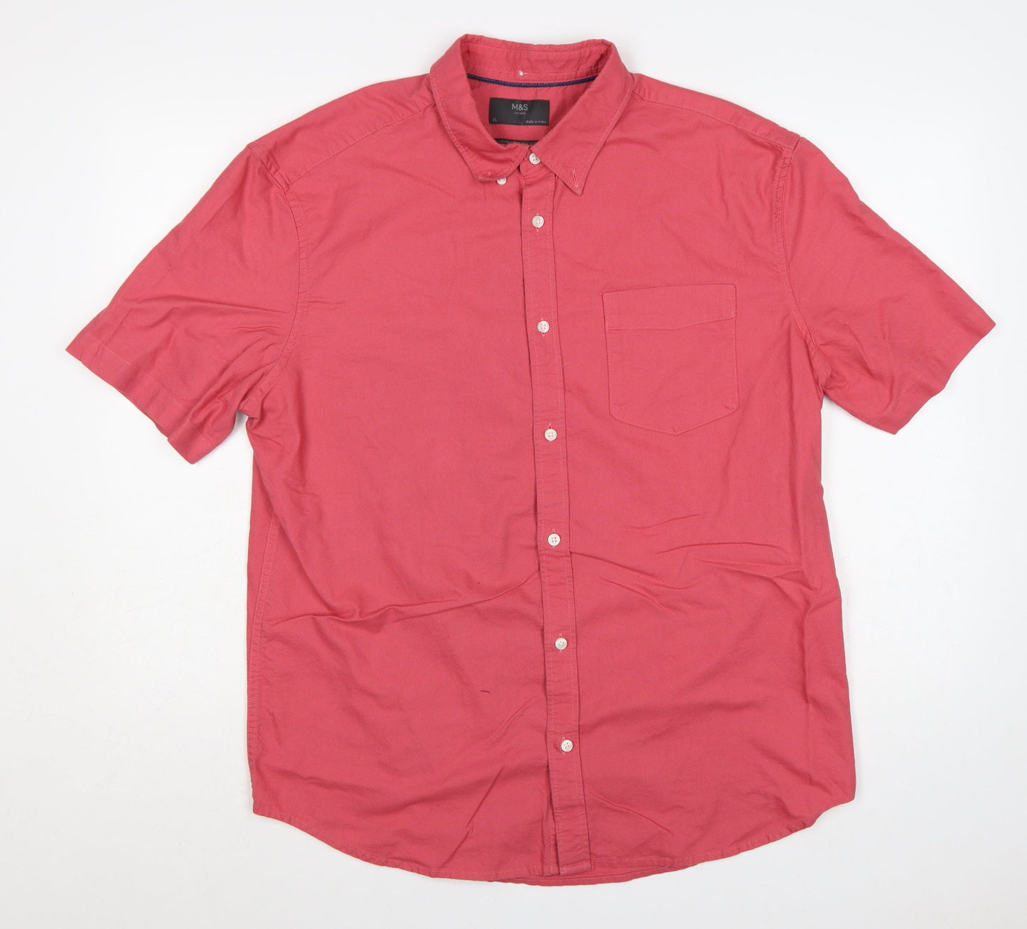 Marks & Spencer Men Pink XL Laundered Oxford Button Down Shirt