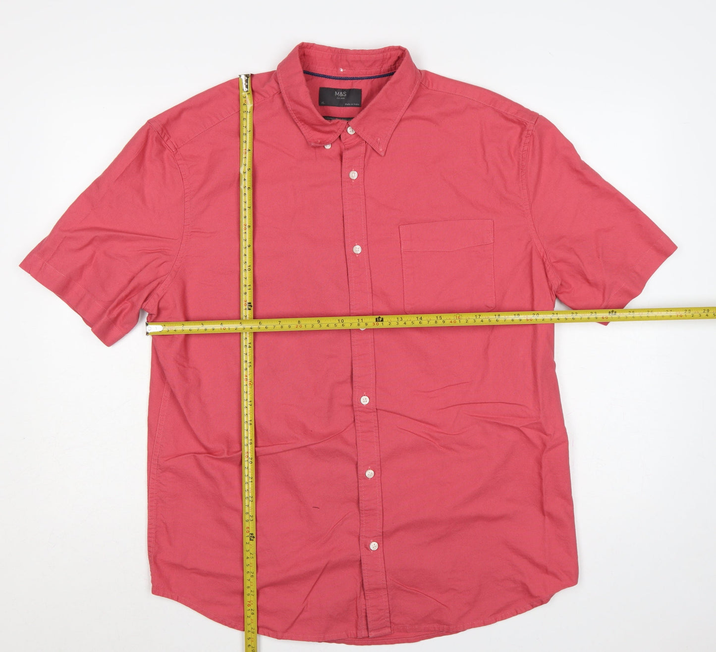 Marks & Spencer Men Pink XL Laundered Oxford Button Down Shirt