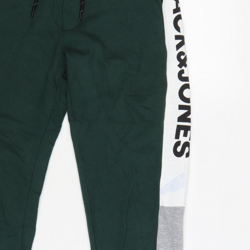 Additional view of Jack & Jones Men’s Green Logo Panel Jogger Sweatpants, size S