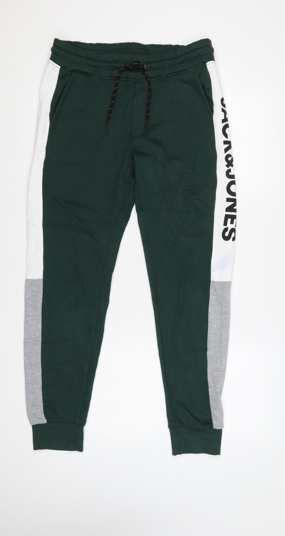 Back view of Jack & Jones Men’s Green Logo Panel Jogger Sweatpants, size S