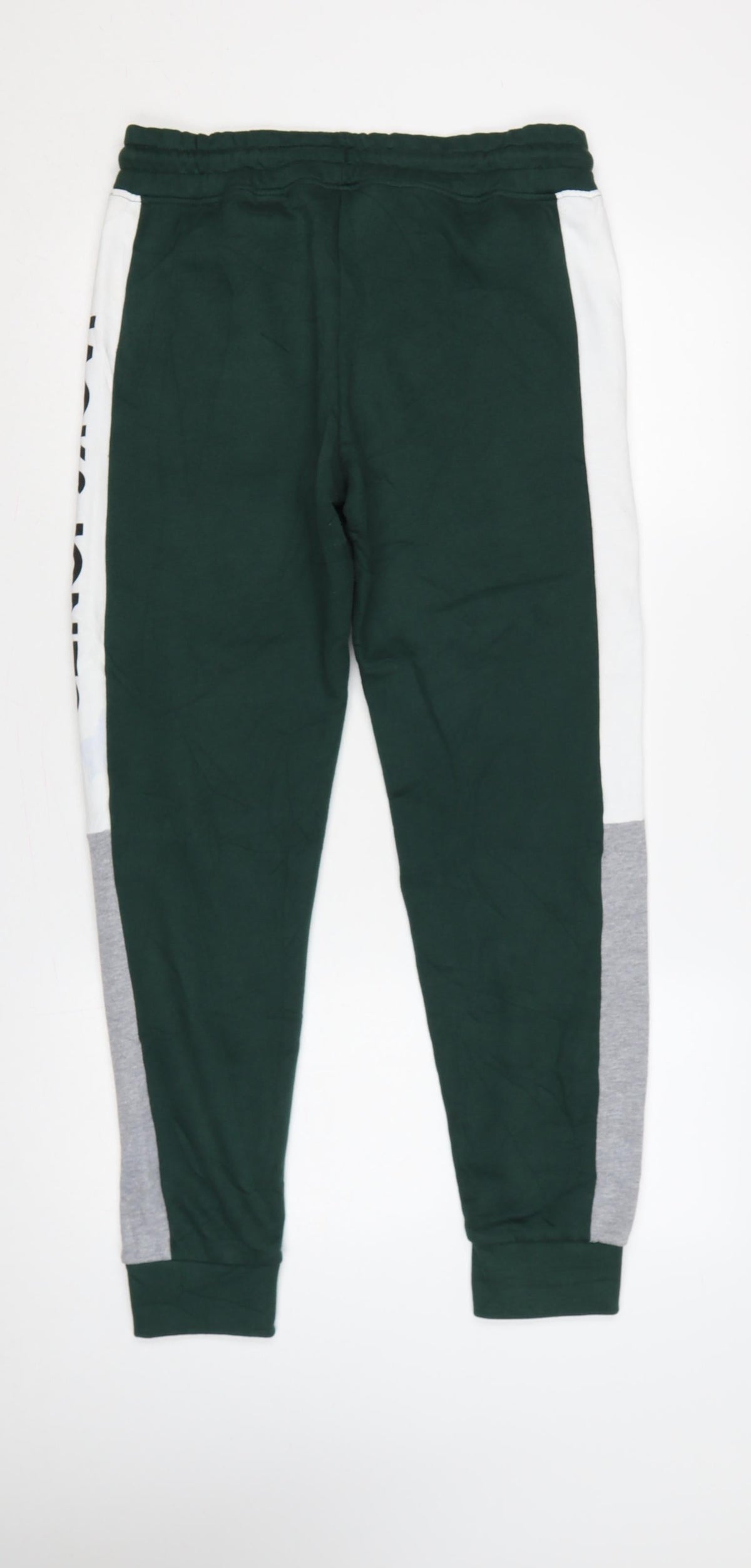 Brand and care label for Jack & Jones Men’s Green Logo Panel Jogger Sweatpants, size S