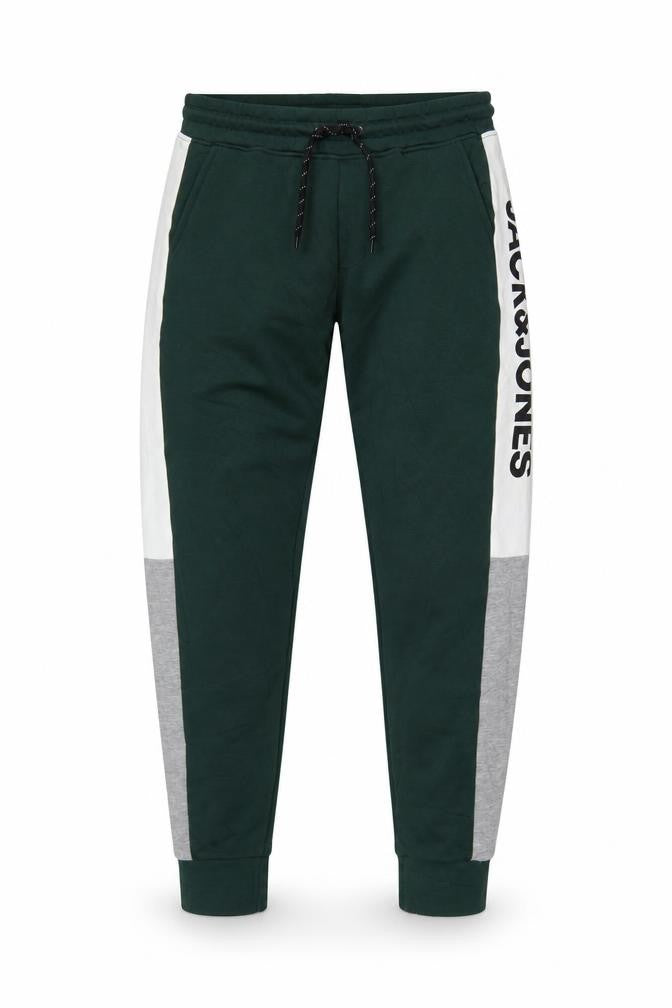 Front view of Jack & Jones Men’s Green Logo Panel Jogger Sweatpants, size S