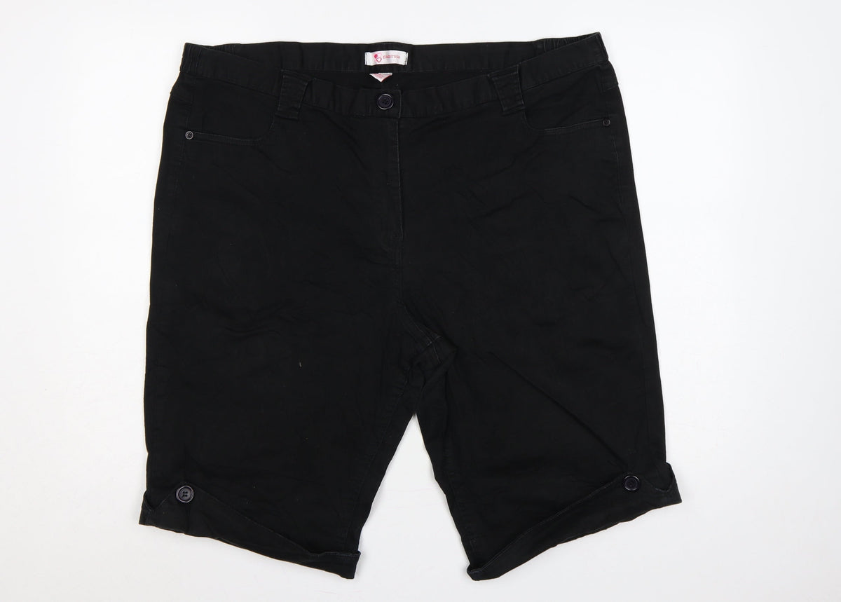 Glamorosa Women’s Black UK 24 Plus Bermuda Shorts Button Cuffs