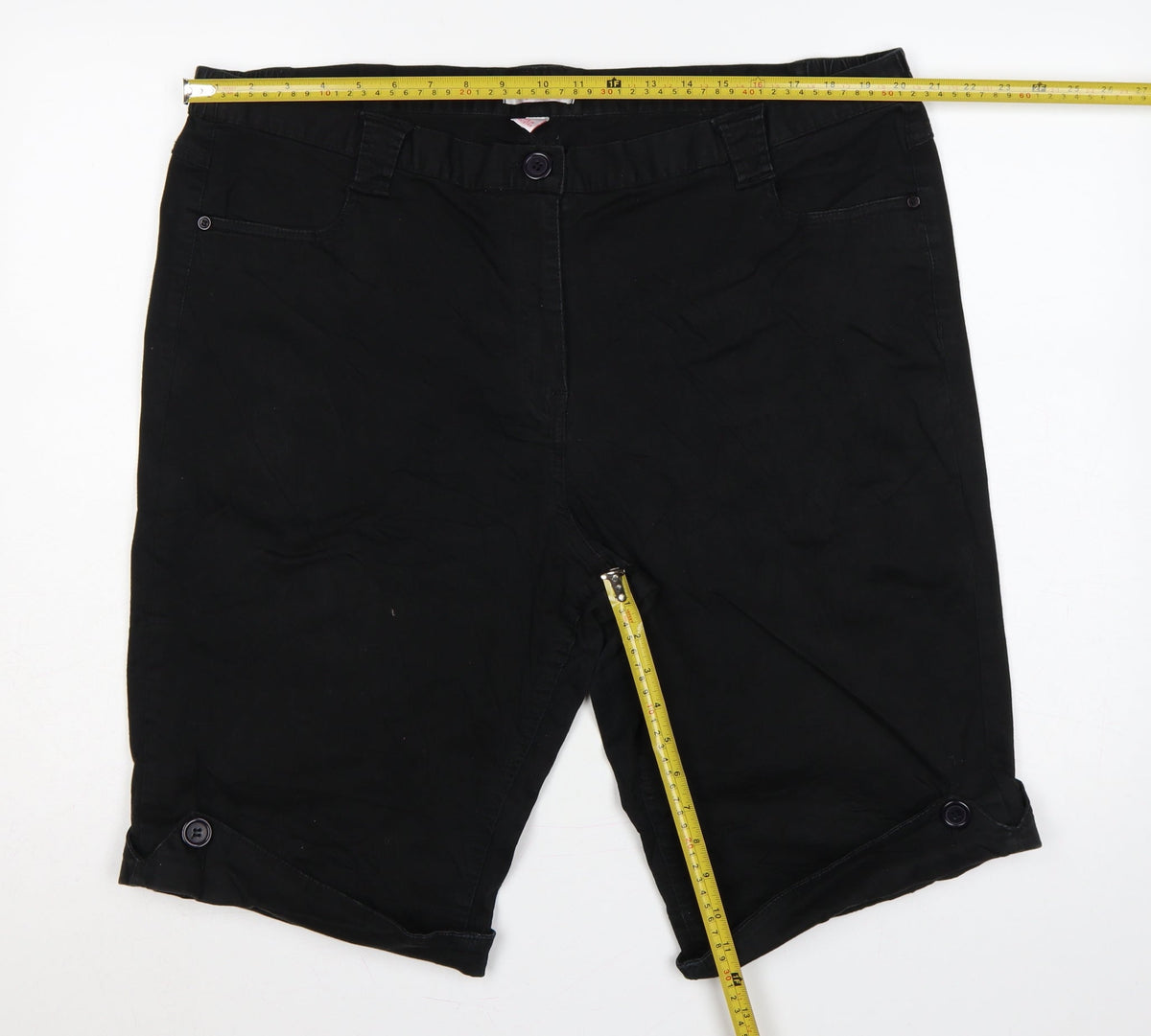 Glamorosa Women’s Black UK 24 Plus Bermuda Shorts Button Cuffs