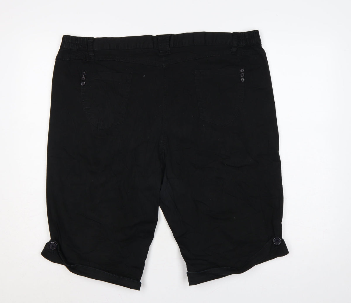 Glamorosa Women’s Black UK 24 Plus Bermuda Shorts Button Cuffs