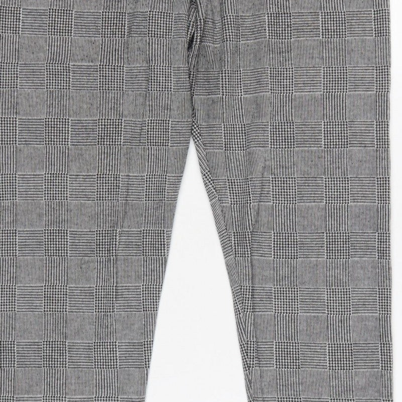 Zara Basic Women Grey Check Stretch Leggings UK 14 XL