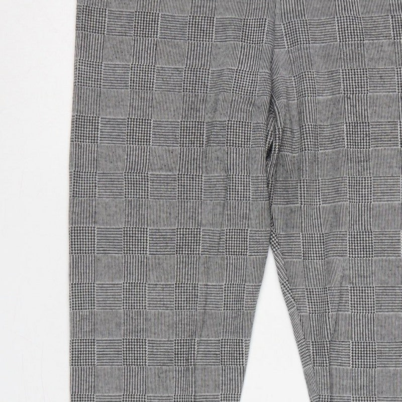Zara Basic Women Grey Check Stretch Leggings UK 14 XL