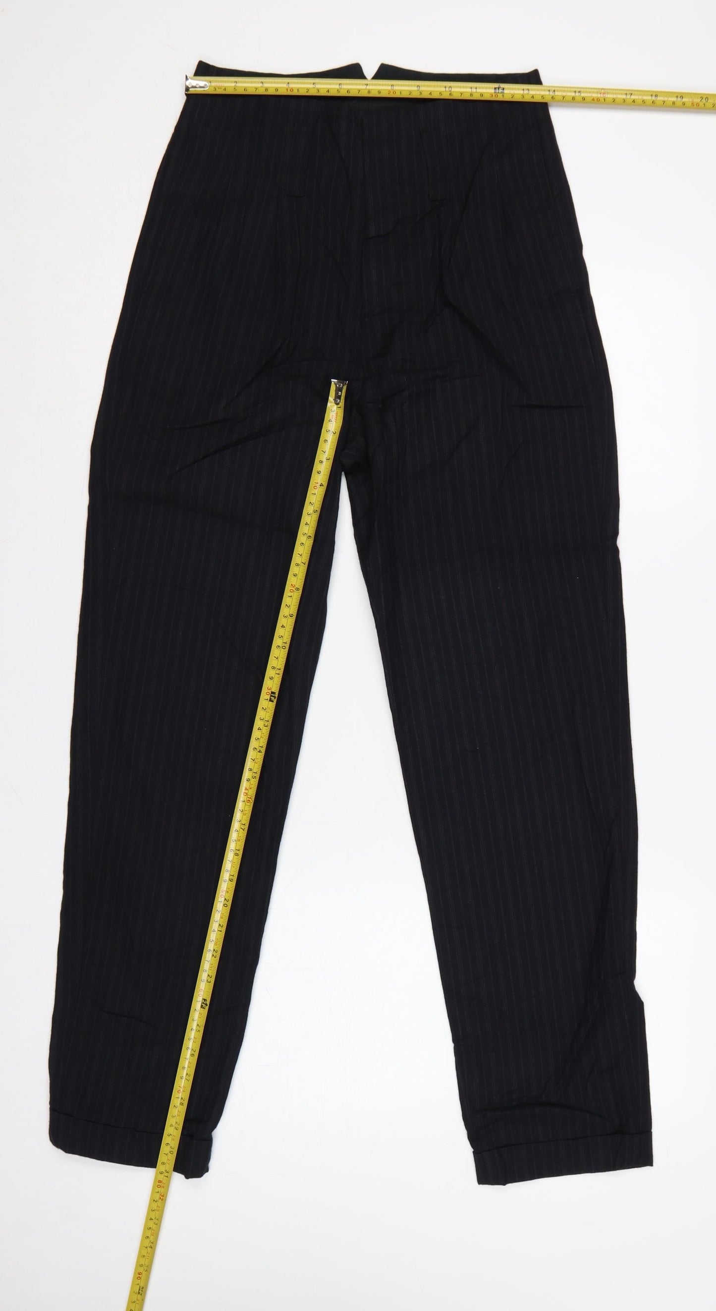 Margaret Howell Women’s Black Pinstripe Wool Trousers UK 8 Tapered