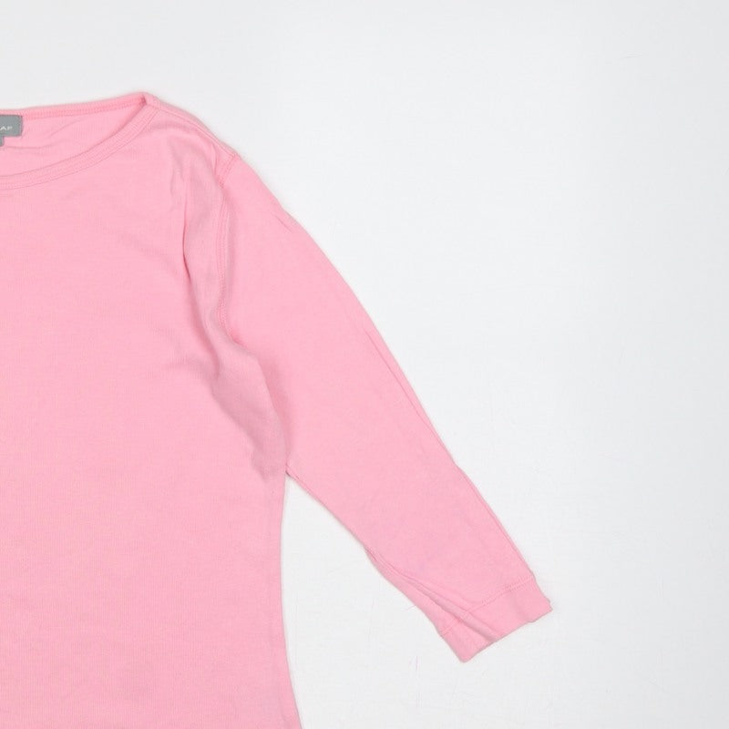 Naf Naf Women Pink L Basic Crew Neck Long Sleeve Jersey T-Shirt