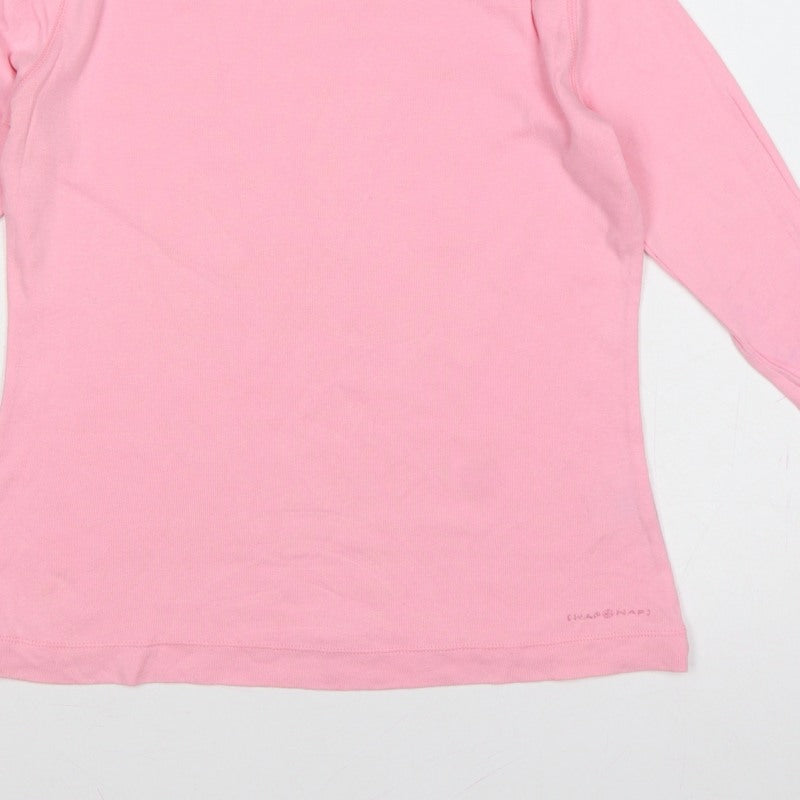 Naf Naf Women Pink L Basic Crew Neck Long Sleeve Jersey T-Shirt
