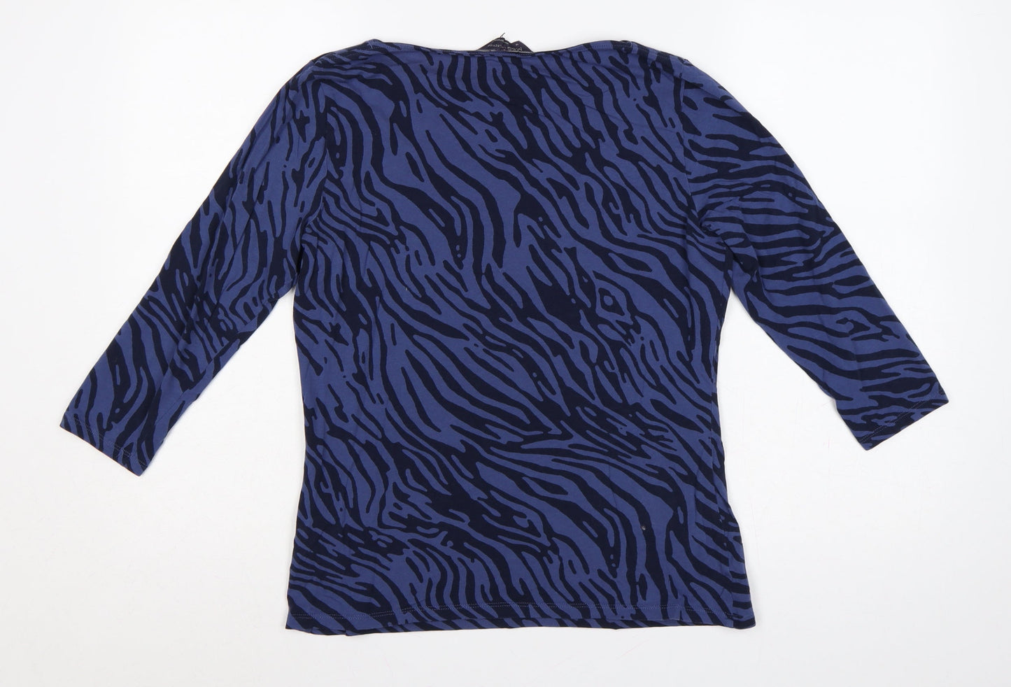 Marks and Spencer Women’s Blue Zebra Print Size 14 3/4 Sleeve Jersey Top