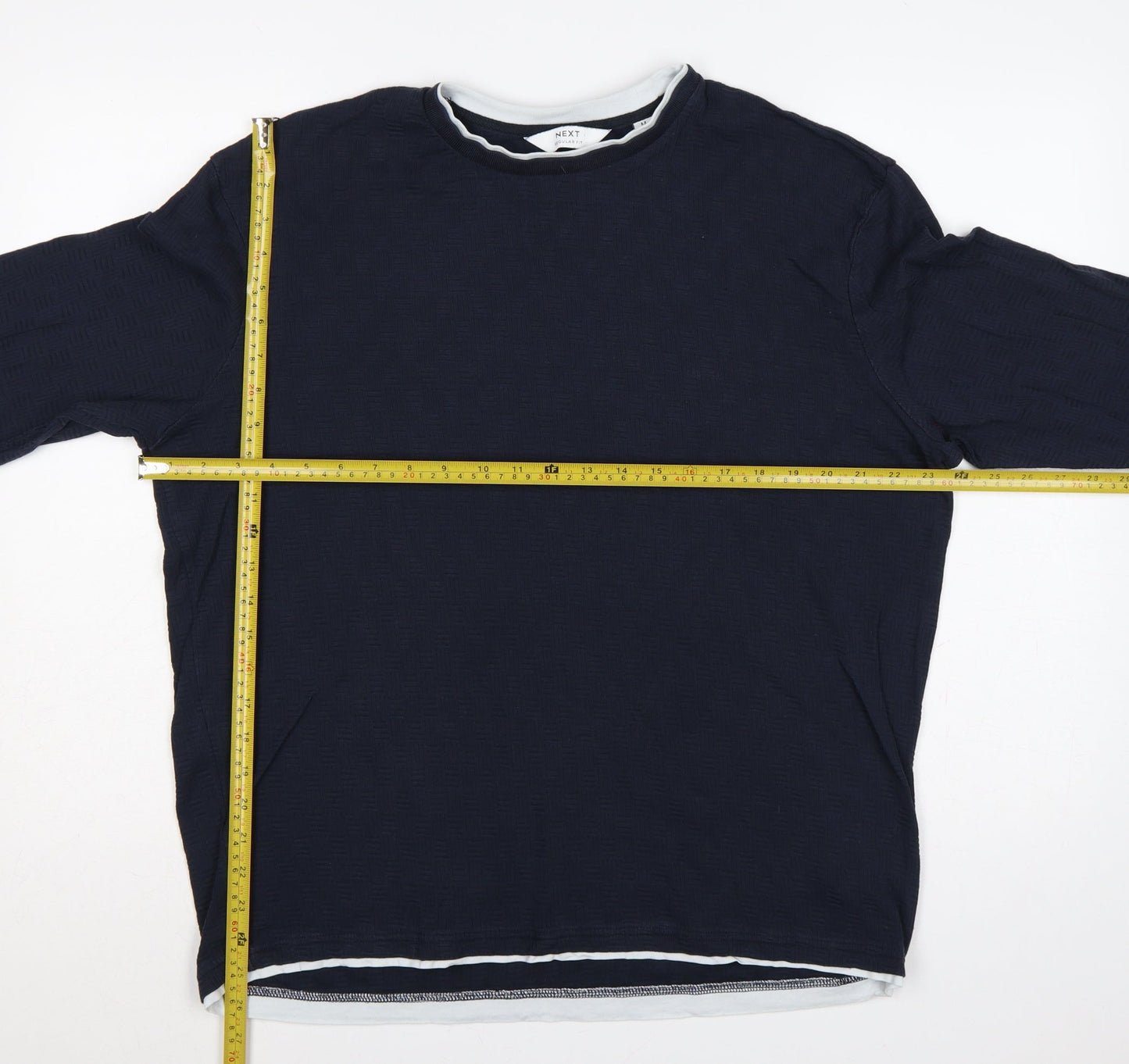 Next Men's Blue M Regular Fit Long Sleeve Crew Neck Layered T-Shirt