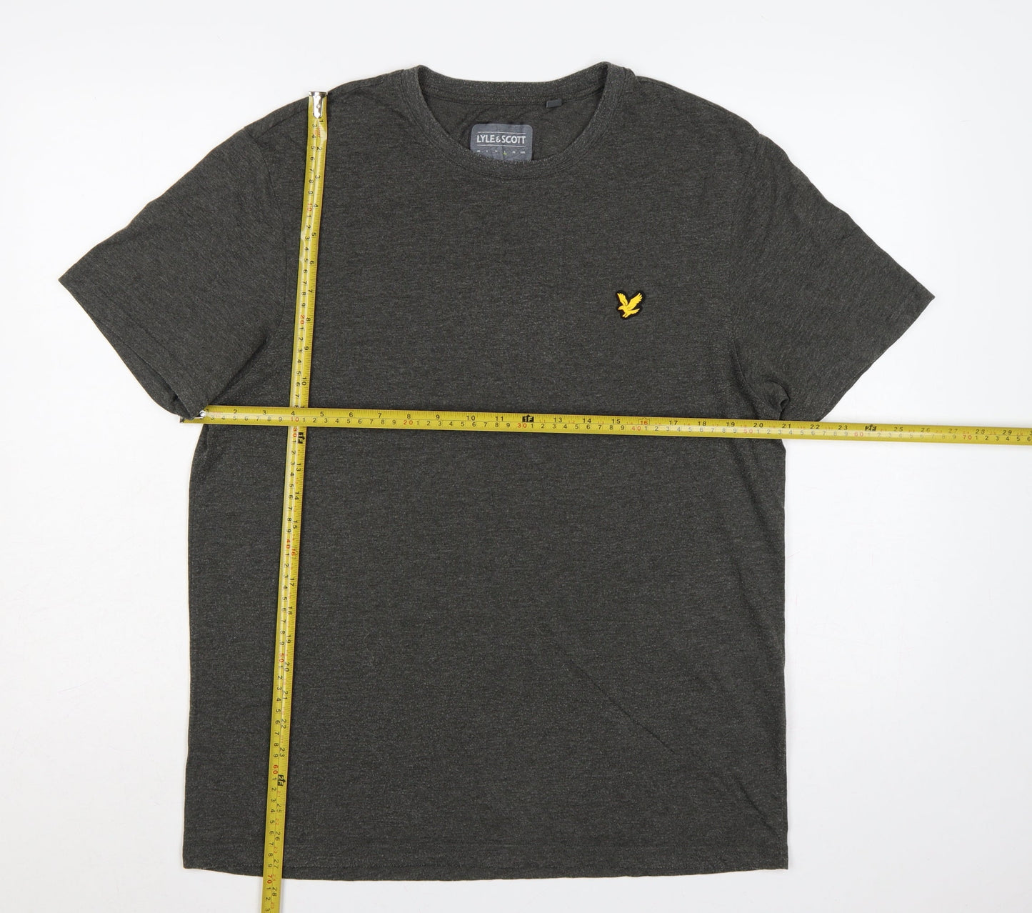 Lyle & Scott Men's Grey L Crew Neck Short Sleeve Logo T-Shirt