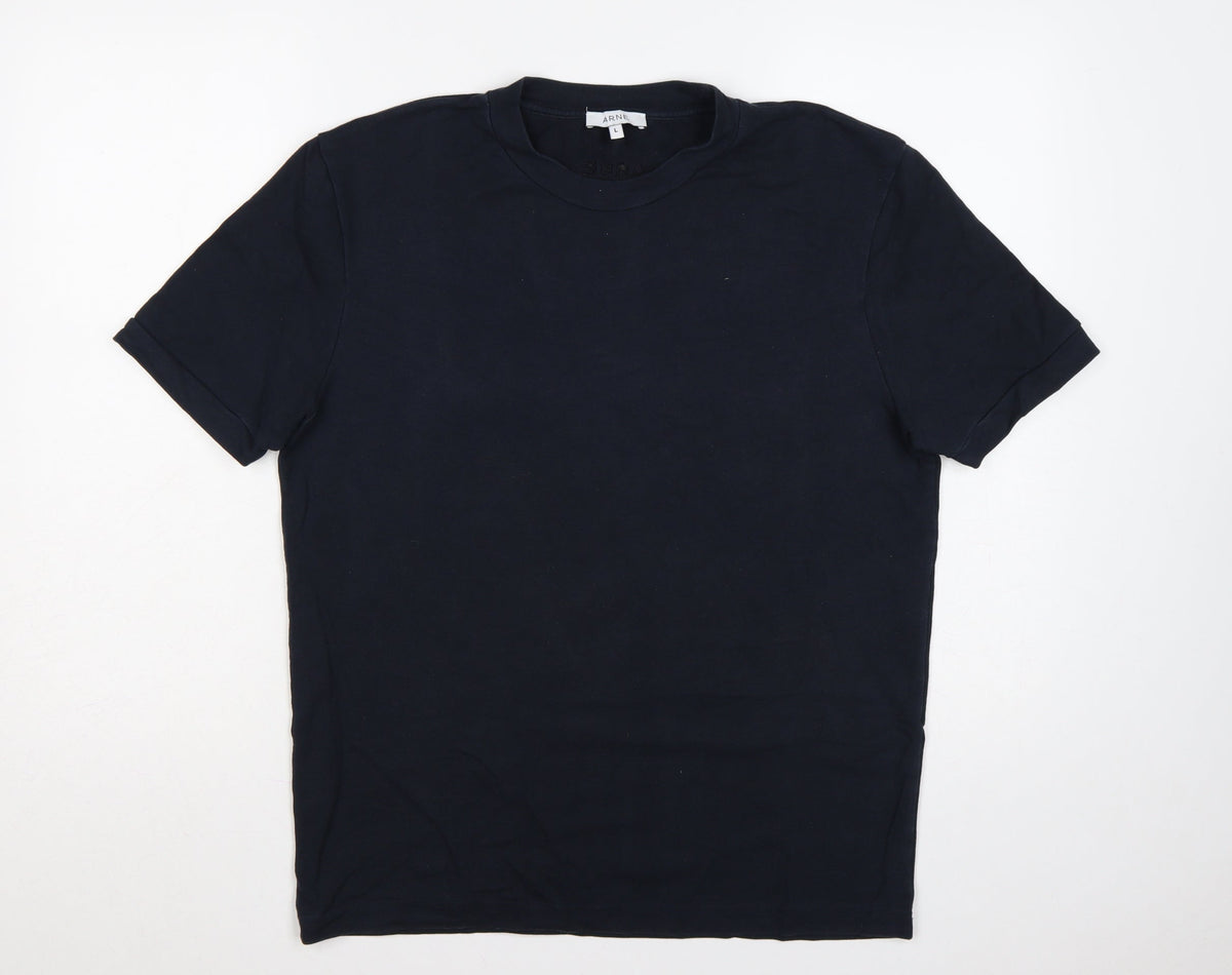 Back view of ARNE Men’s Black L Crew Neck Short Sleeve Logo T-Shirt