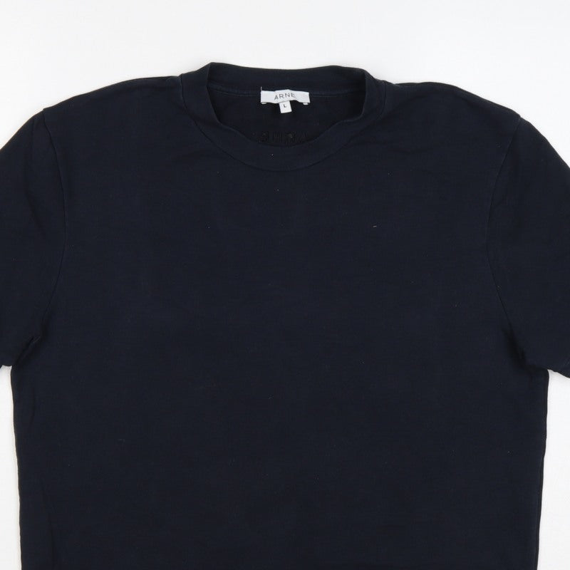 Additional view of ARNE Men’s Black L Crew Neck Short Sleeve Logo T-Shirt