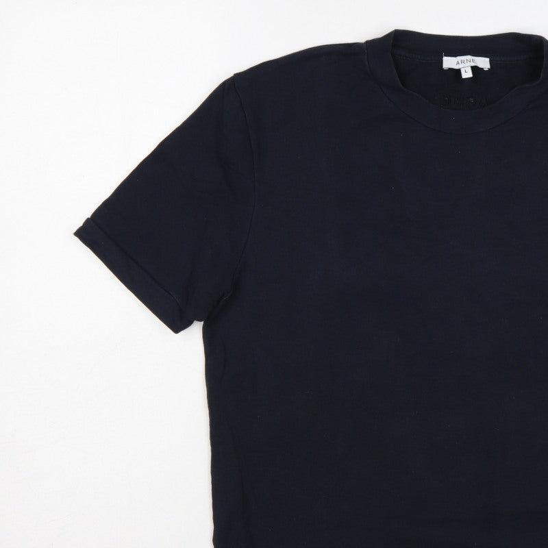 Additional view of ARNE Men’s Black L Crew Neck Short Sleeve Logo T-Shirt