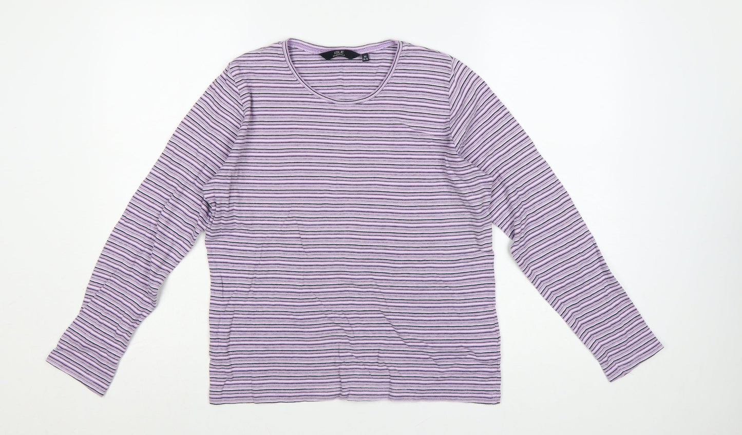 Isle Essentials Women’s Purple Stripe Cotton Jersey Top UK 14-16