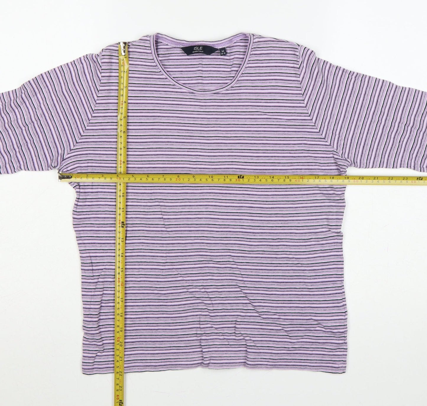 Isle Essentials Women’s Purple Stripe Cotton Jersey Top UK 14-16