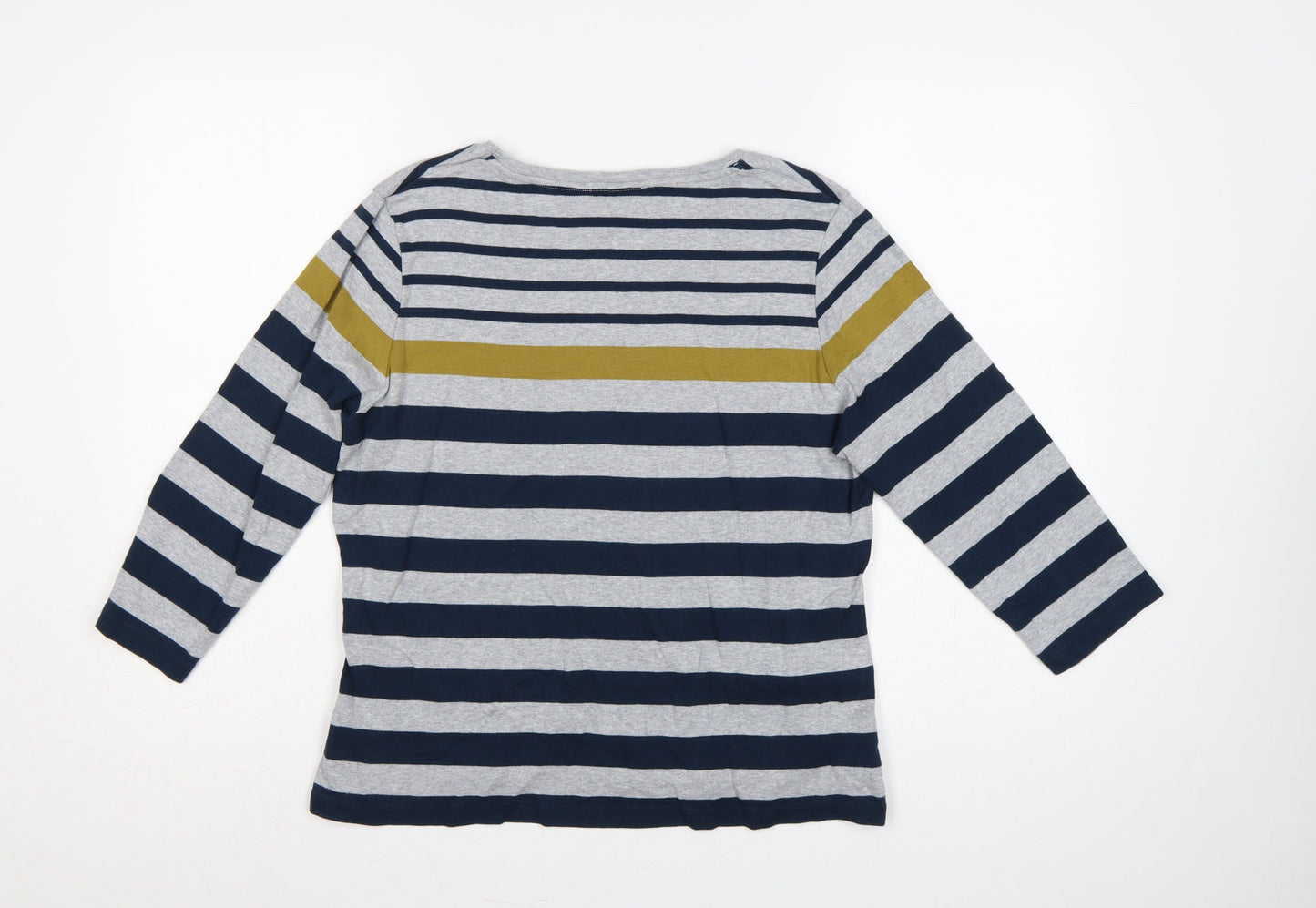 Viyella Women’s Blue Stripe Cotton Jersey Long Sleeve Basic T-Shirt L