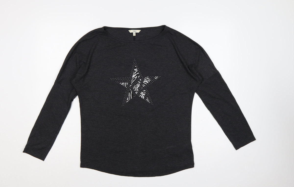 Next Women’s Black Size 10 Zebra Star Rhinestone Long Sleeve T-Shirt