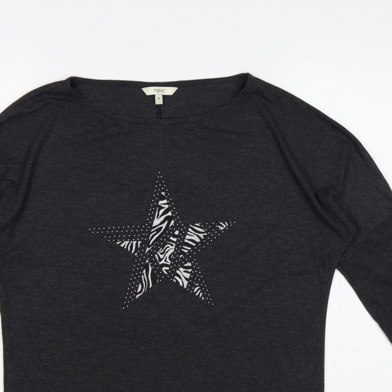 Next Women’s Black Size 10 Zebra Star Rhinestone Long Sleeve T-Shirt
