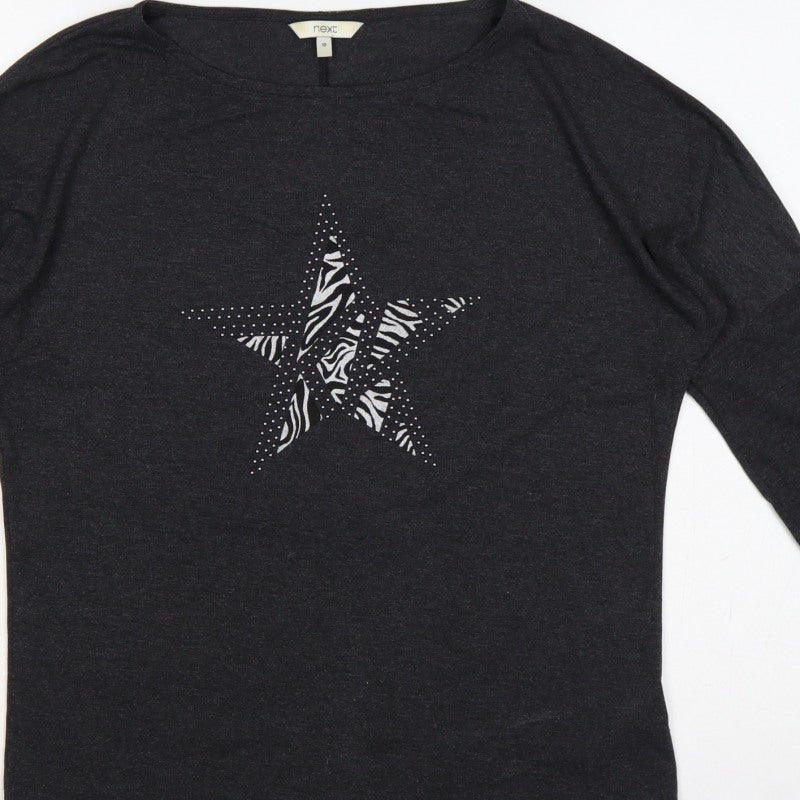 Next Women’s Black Size 10 Zebra Star Rhinestone Long Sleeve T-Shirt