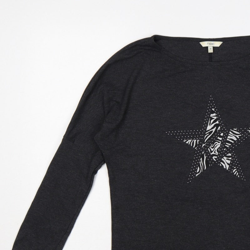 Next Women’s Black Size 10 Zebra Star Rhinestone Long Sleeve T-Shirt