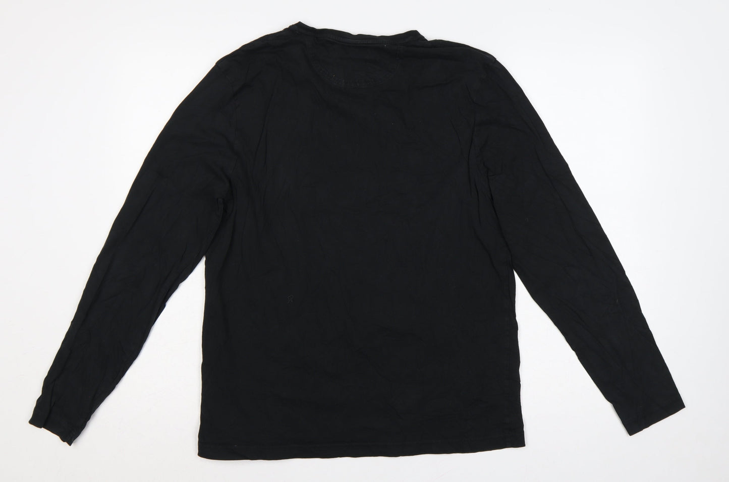 Henri Lloyd Men's Black L Regular Long Sleeve Crew Neck Logo T-Shirt