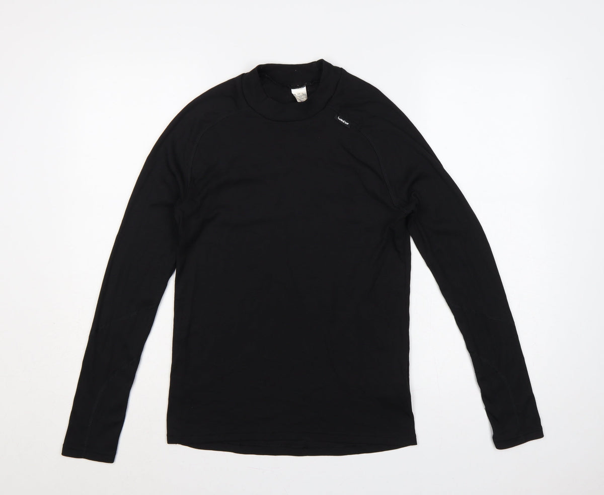 Back view of Wedze Men Black S Thermal Ski Base Layer Long Sleeve Top