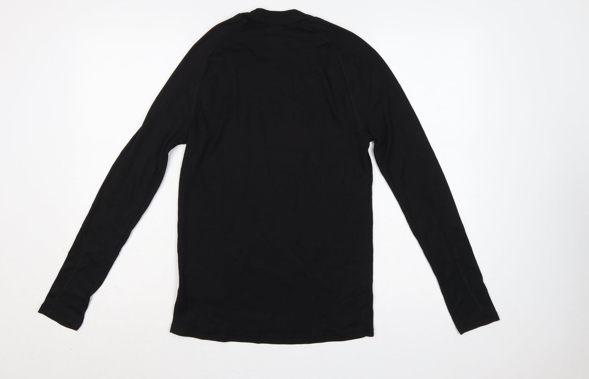 Brand and care label for Wedze Men Black S Thermal Ski Base Layer Long Sleeve Top