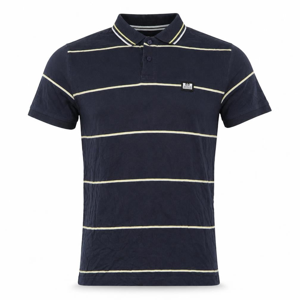 Weekend Offender Men’s Blue Striped Cotton Polo Shirt Small S