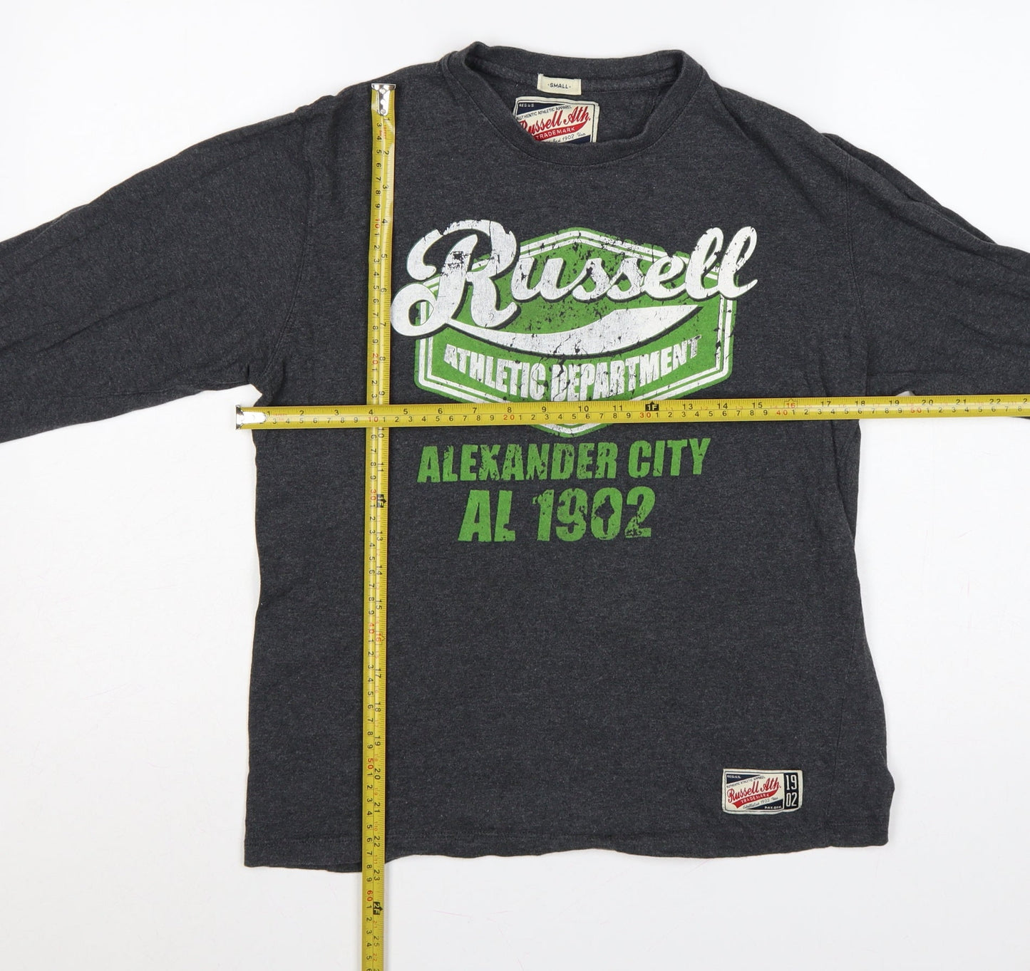 Russell Athletic Unisex Adults Grey S Long Sleeve Graphic T-Shirt