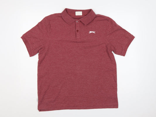 Slazenger Mens Red M Short Sleeve Logo Sports Polo Shirt