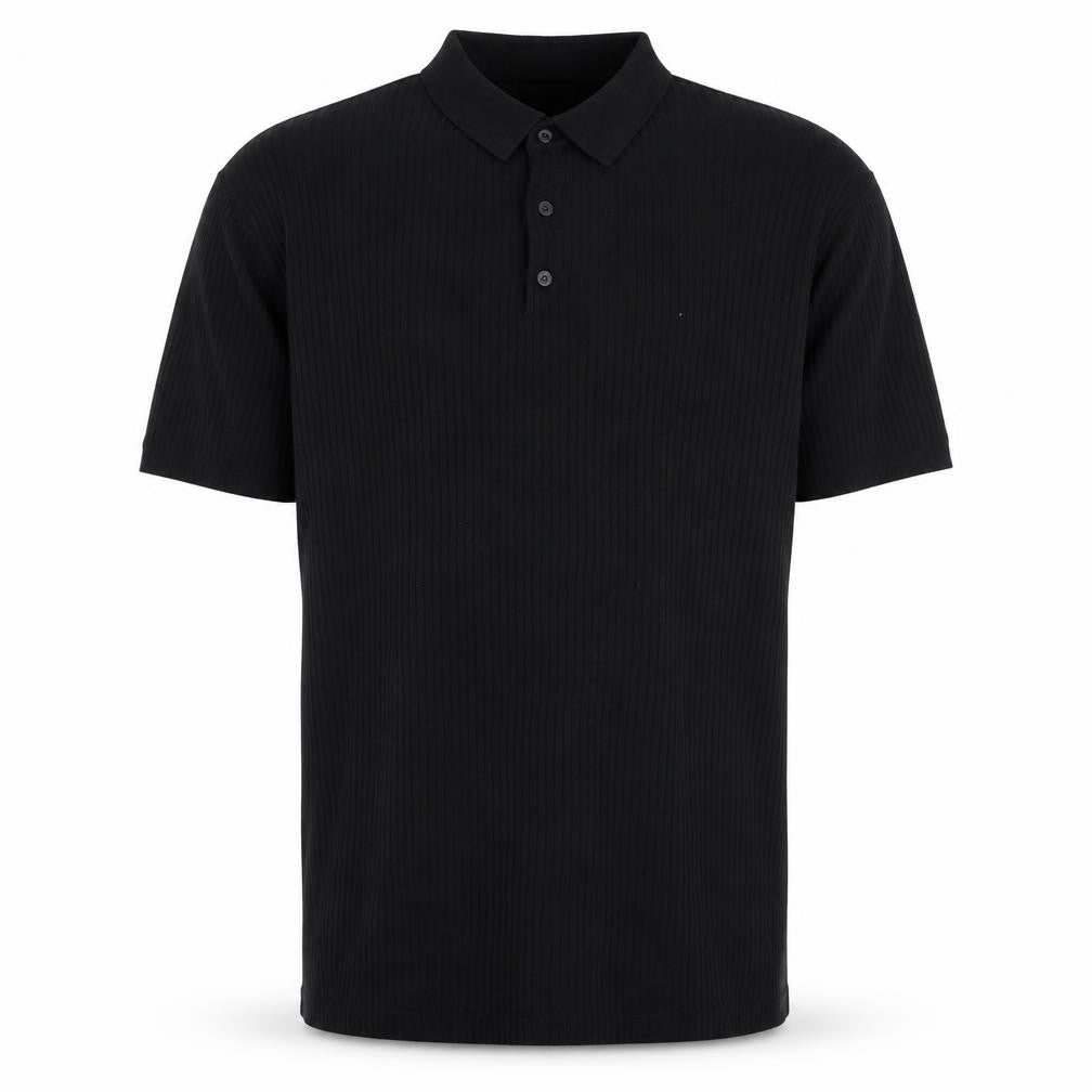 boohooMAN Men’s Black XL Rib Knit Short Sleeve Polo Shirt